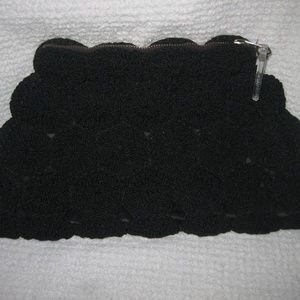 VINTAGE black crocheted clutch handbag